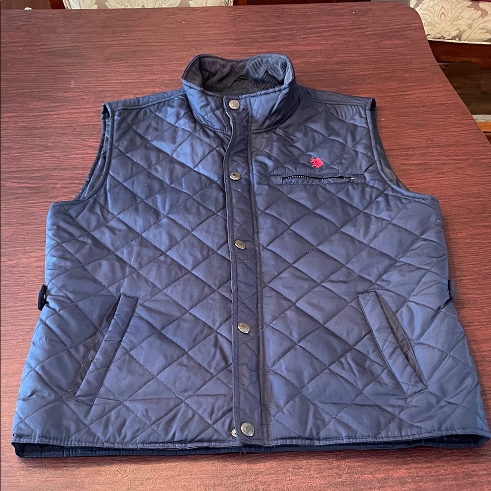 U.S. Polo Assn. Navy Quilted Vest with red Logo